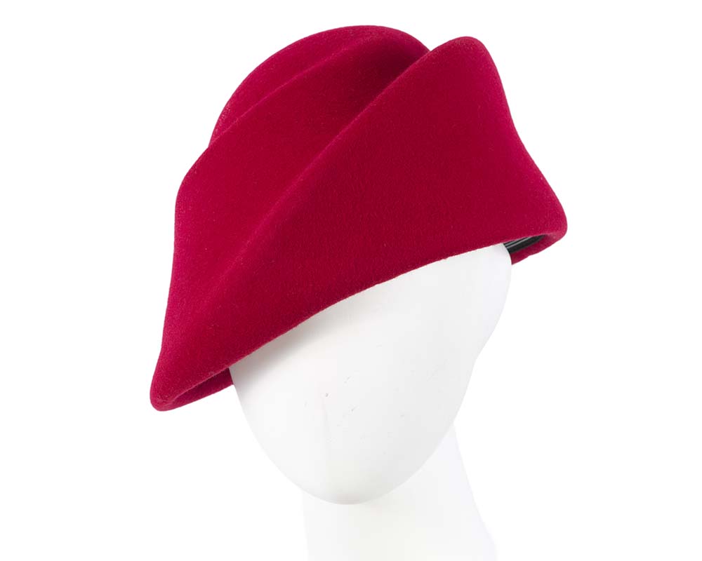 Unique red ladies winter felt fashion hat-0